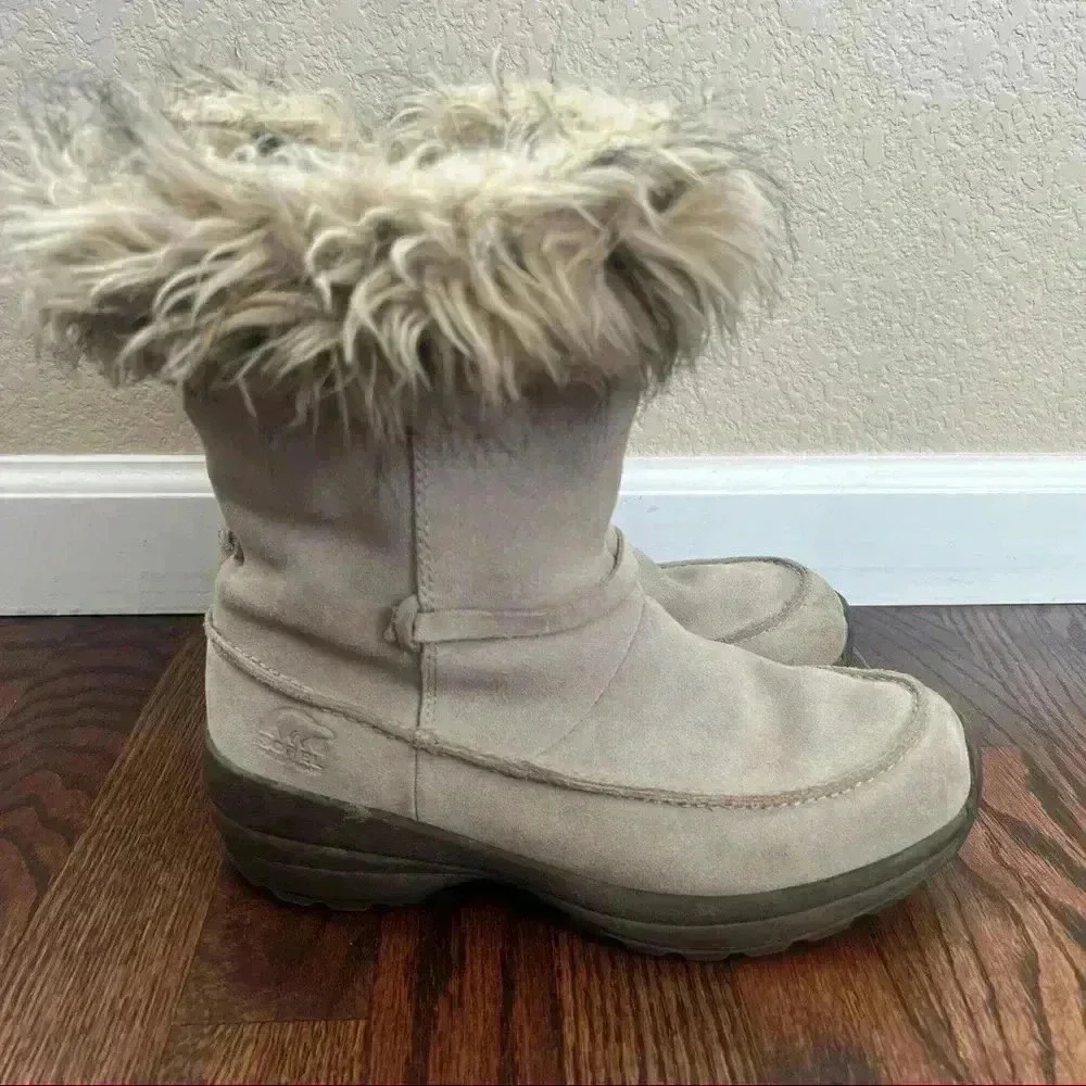 Sorel Northern Lite Tall Snow Boot Suede Faux Fur Tan NL1431-265 Zip Size 9